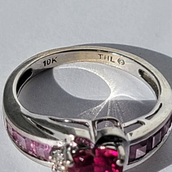 Vintage THL 10k White Gold Ruby Heart Ring, Size 5.25 - Elegant & Timeless - Picture 5 of 15